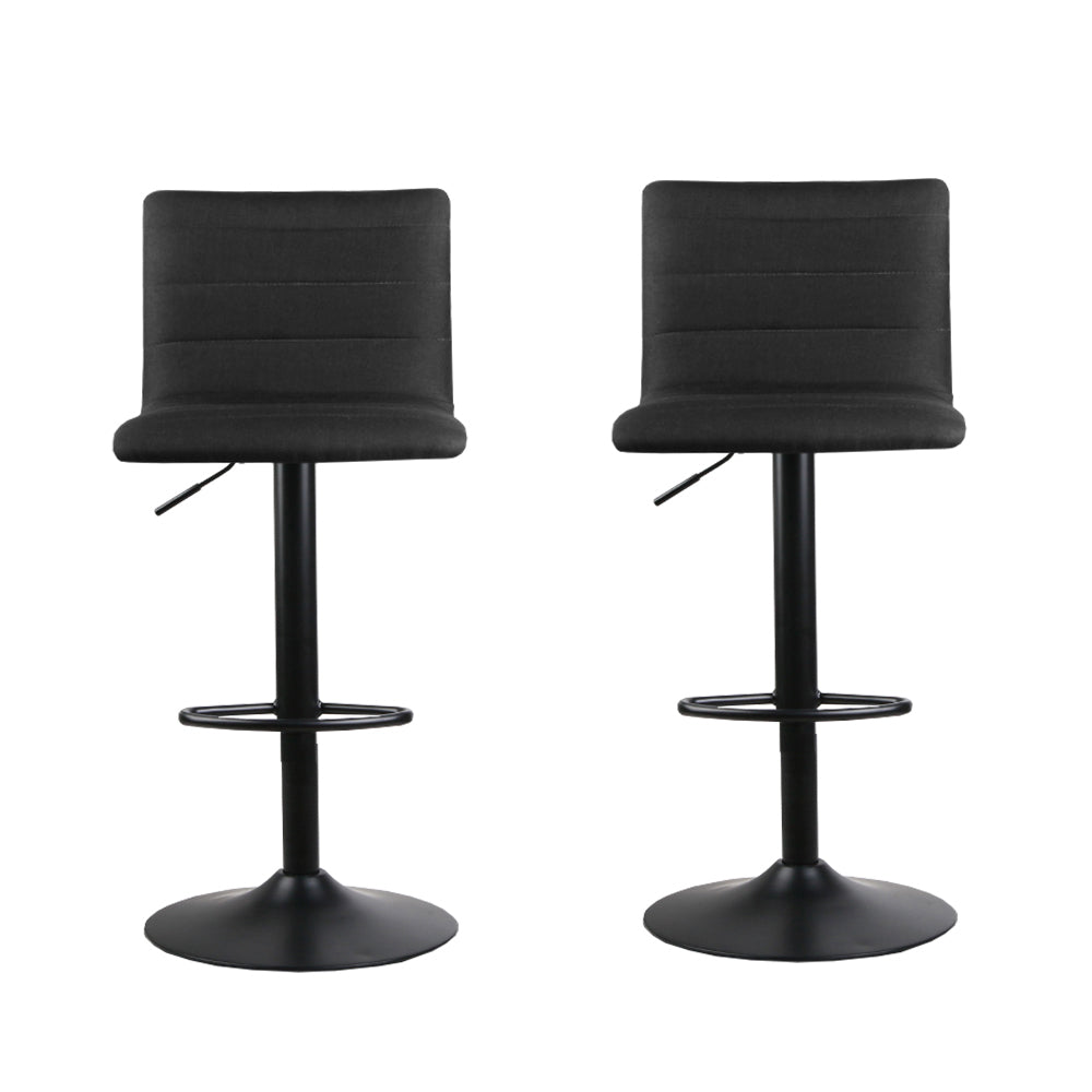 Blair (Set of 2) Faux Linen Bar Stools - Black - Homecoze