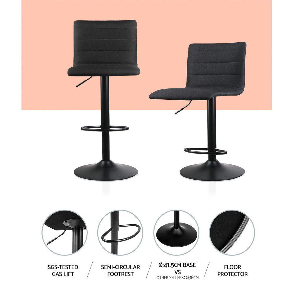 Blair (Set of 2) Faux Linen Bar Stools - Black - Homecoze