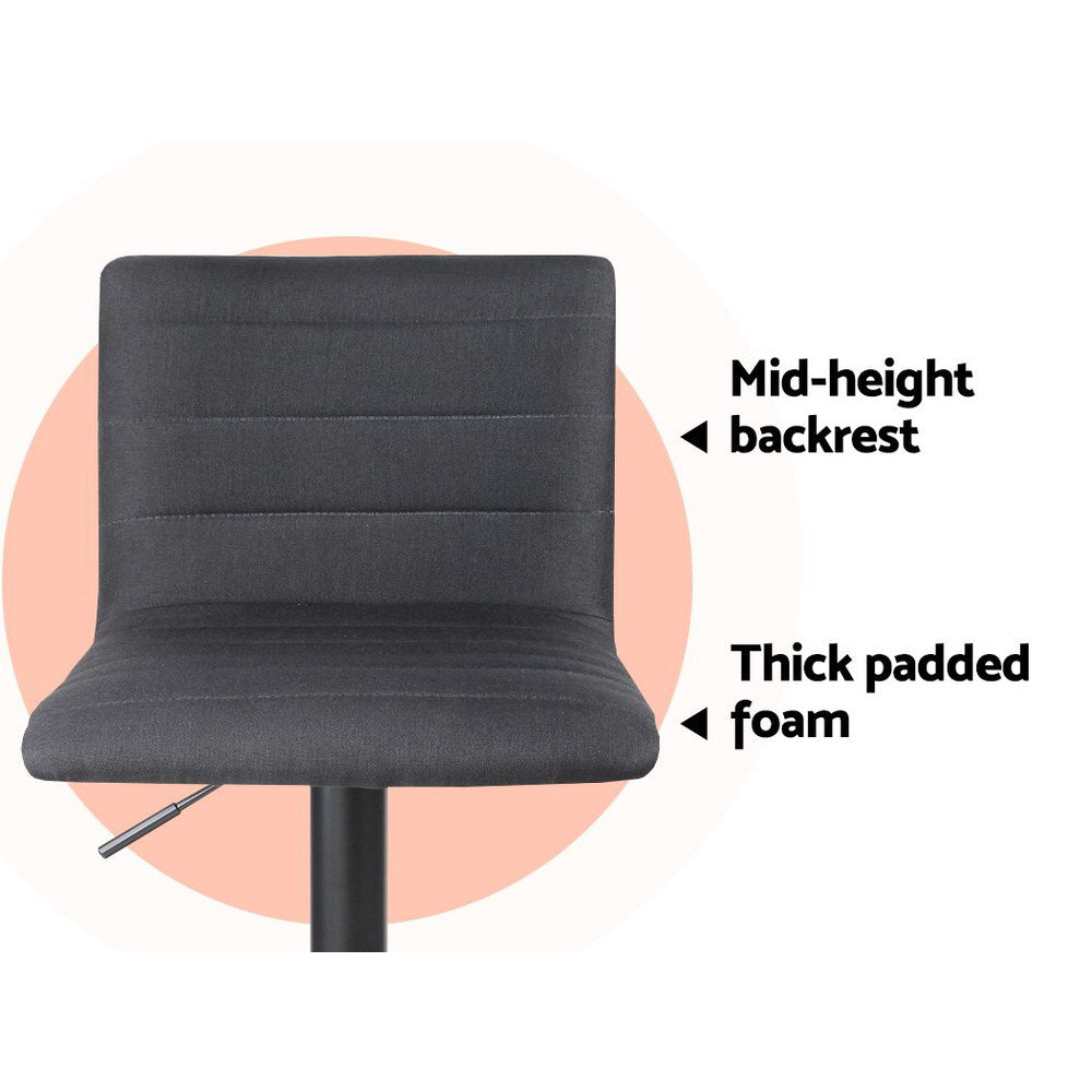 Blair (Set of 2) Faux Linen Bar Stools - Black - Homecoze