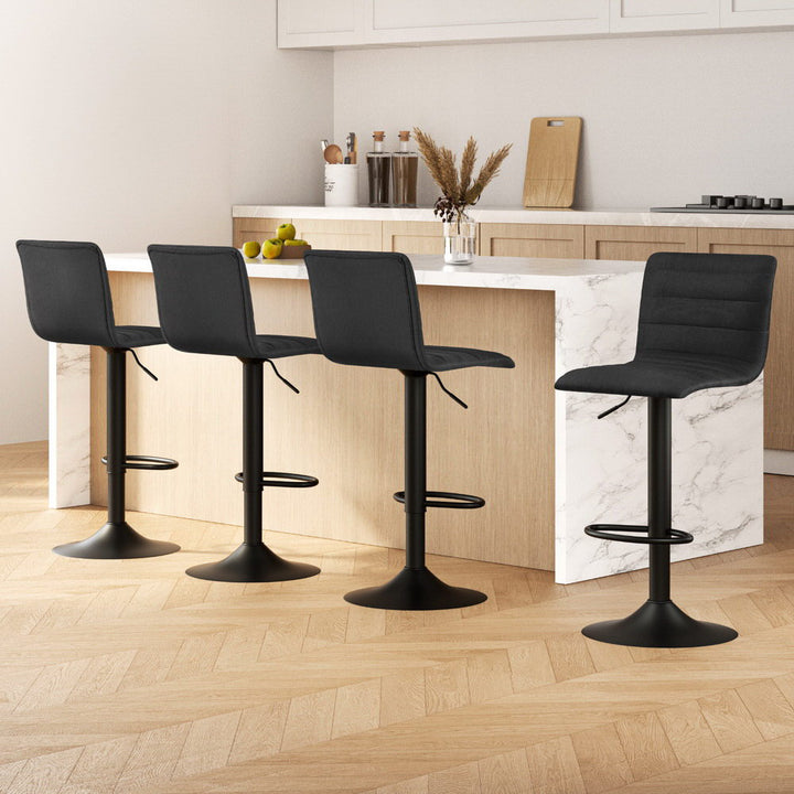Blair (Set of 4) Faux Linen Bar Stools - Black - Homecoze