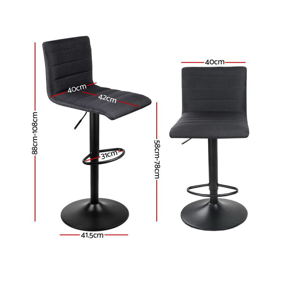Blair (Set of 4) Faux Linen Bar Stools - Black - Homecoze
