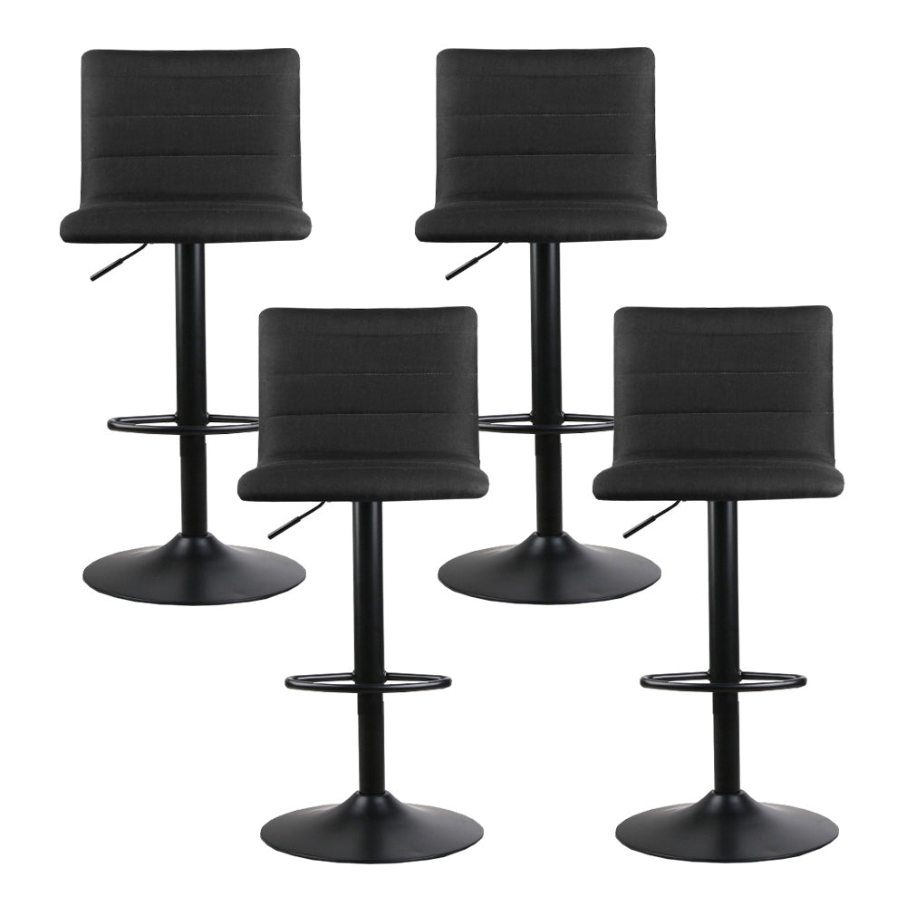 Blair (Set of 4) Faux Linen Bar Stools - Black - Homecoze