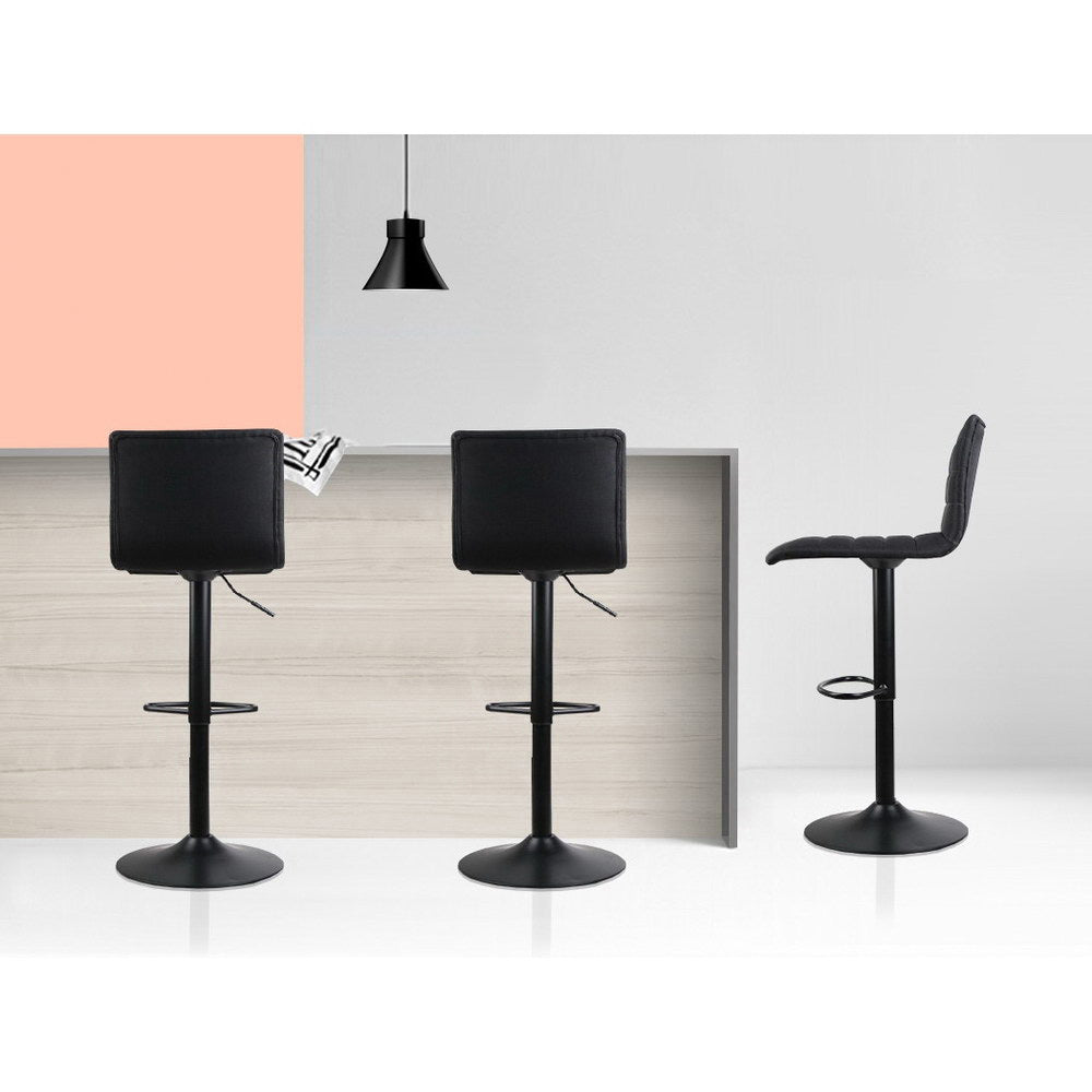 Blair (Set of 4) Faux Linen Bar Stools - Black - Homecoze