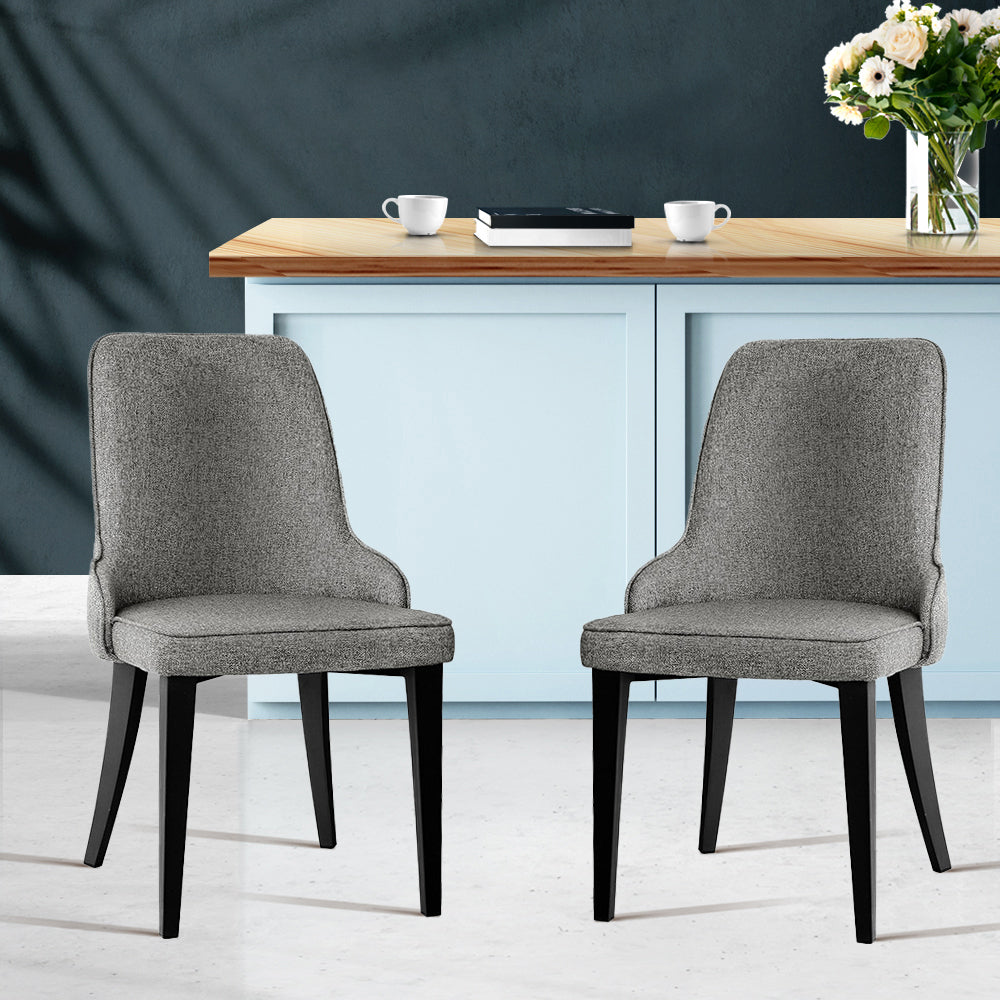 Set of 2 Fabric Dining Chairs - Grey - Homecoze