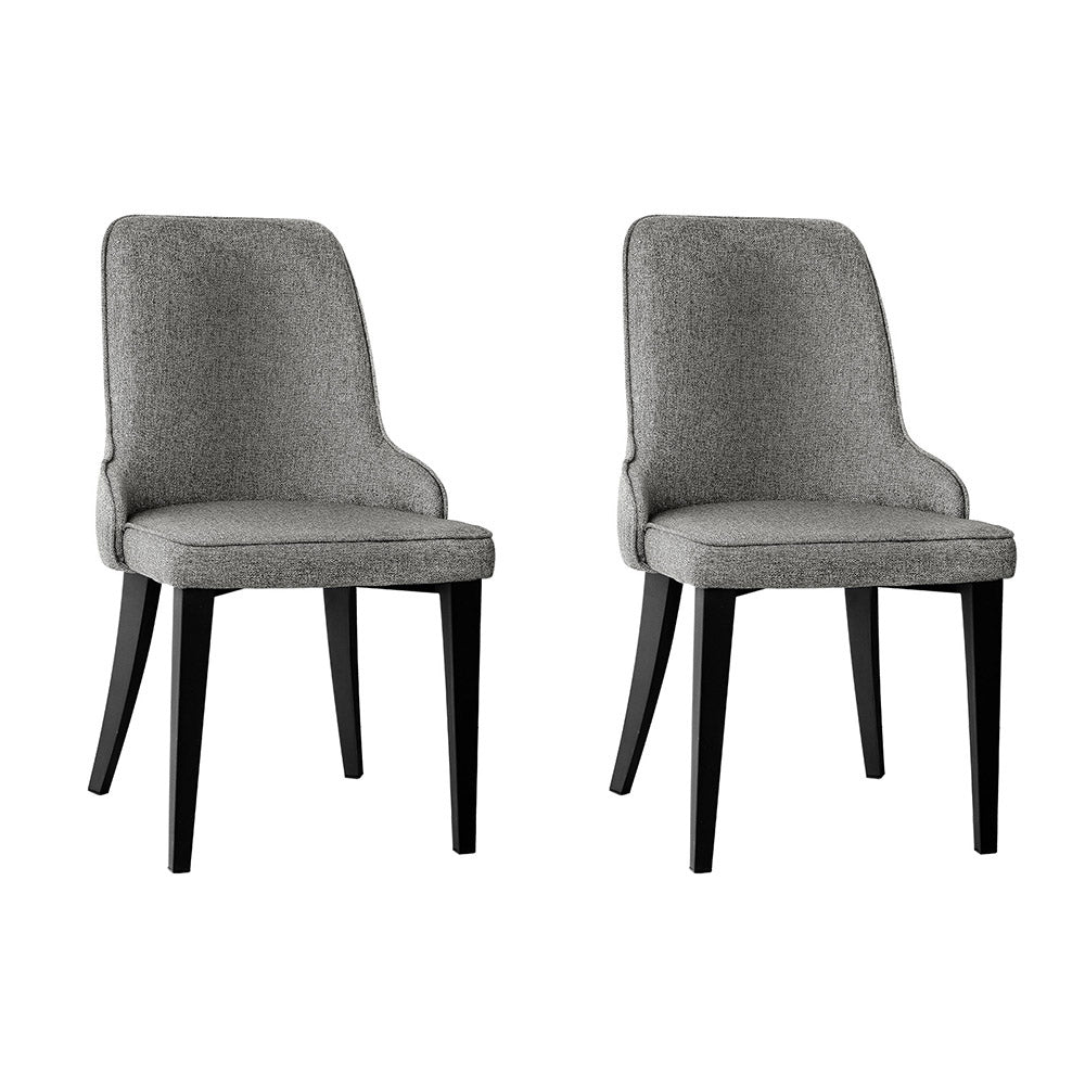 Set of 2 Fabric Dining Chairs - Grey - Homecoze