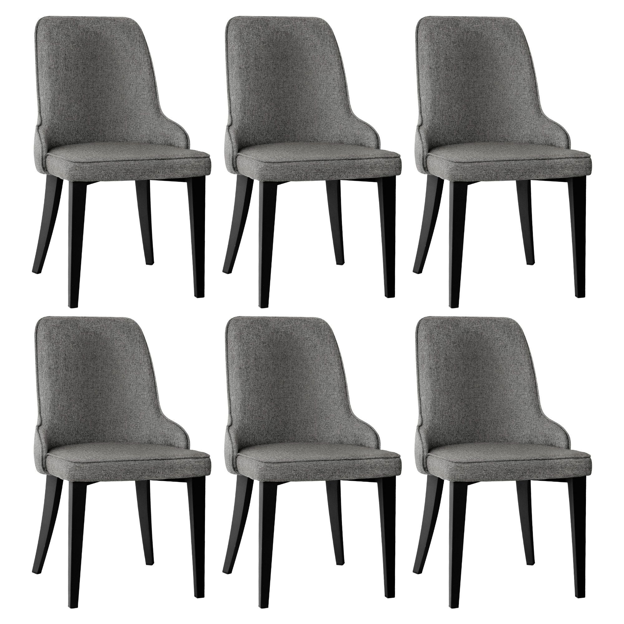 Hadley (Set of 6) Linen-Look Dining Chairs - Grey