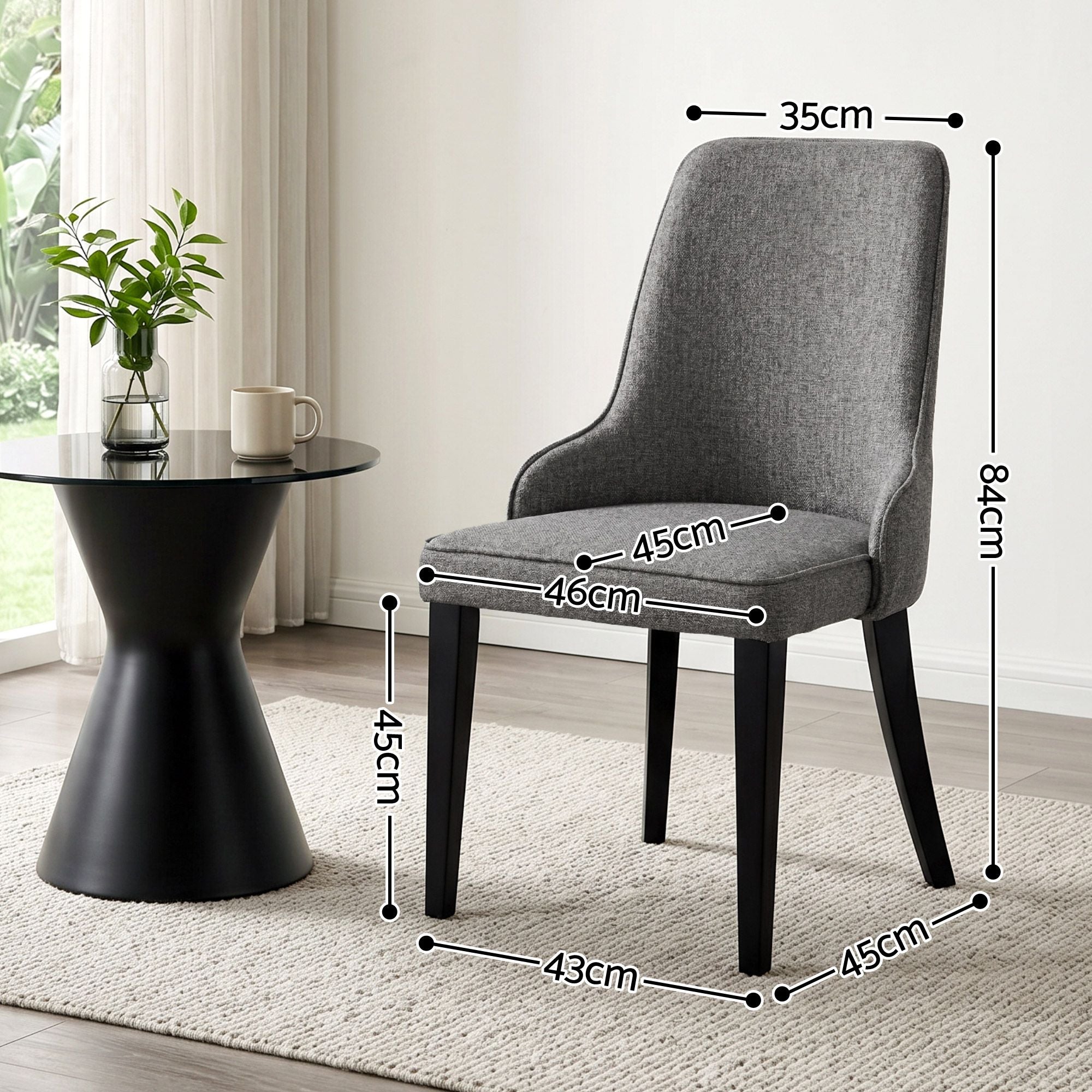 Hadley (Set of 6) Linen-Look Dining Chairs - Grey