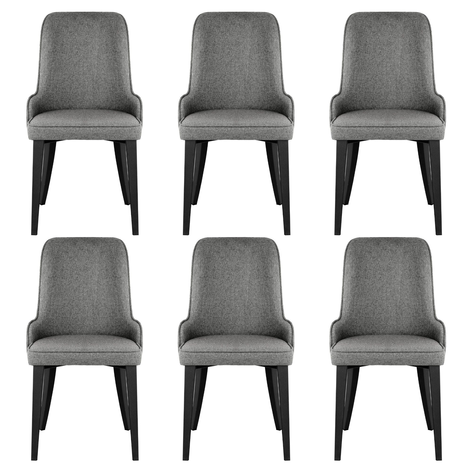 Hadley (Set of 6) Linen-Look Dining Chairs - Grey