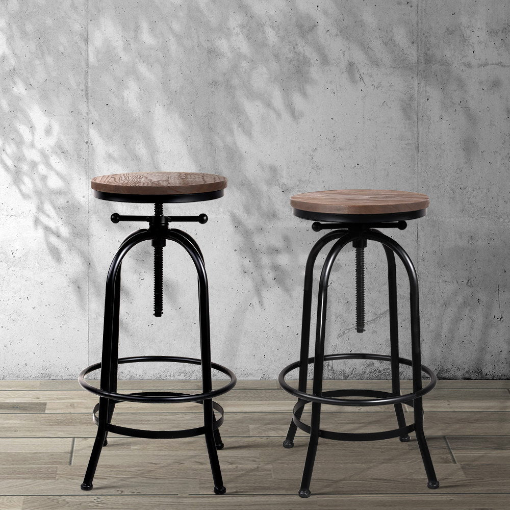 Frankie (Set of 2) Industrial Bar Stools - Black - Homecoze