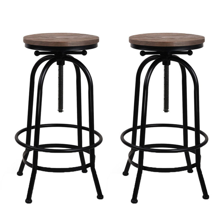 Frankie (Set of 2) Industrial Bar Stools - Black - Homecoze