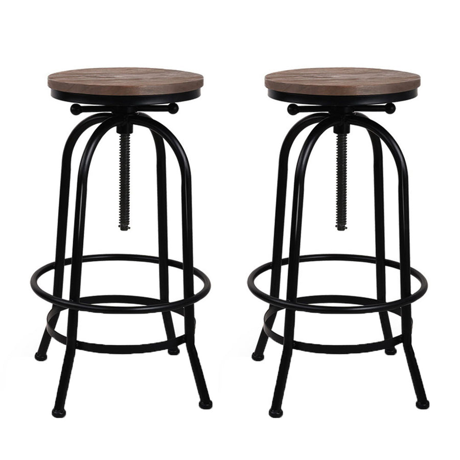 Frankie (Set of 2) Industrial Bar Stools - Black - Homecoze