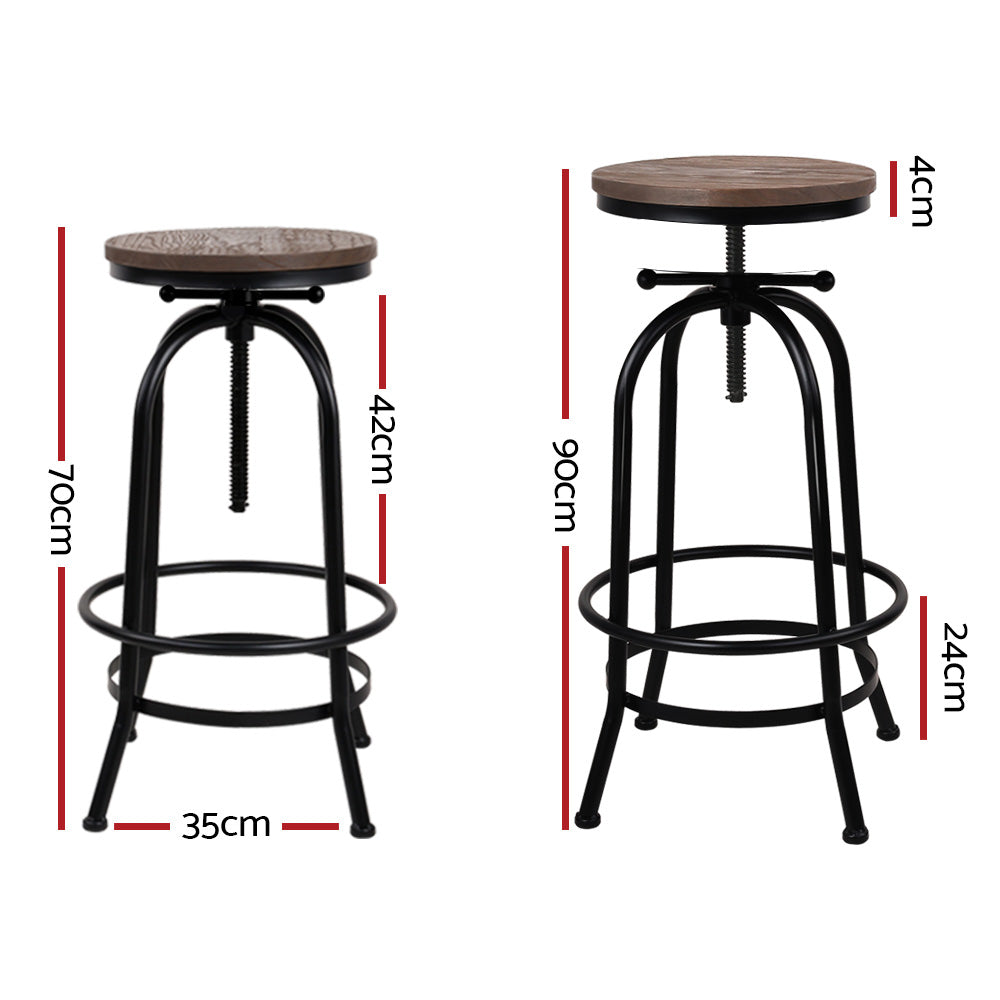 Frankie (Set of 2) Industrial Bar Stools - Black - Homecoze
