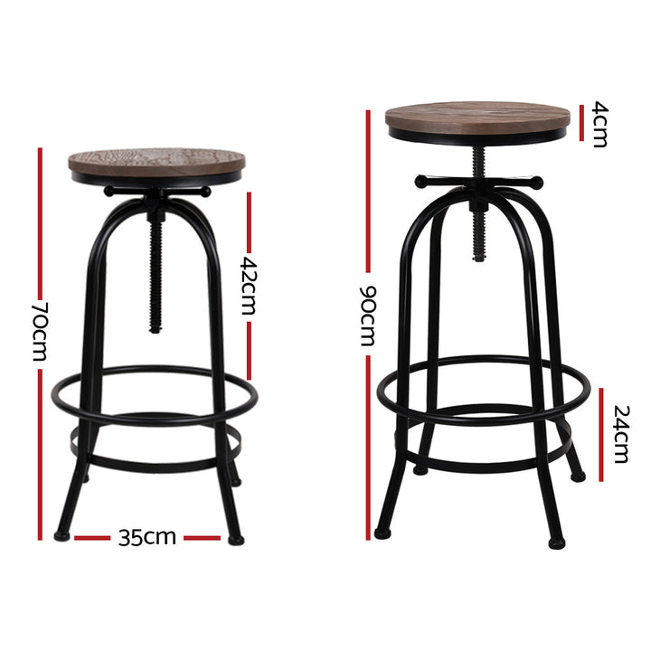 Frankie (Set of 2) Industrial Bar Stools - Black - Homecoze
