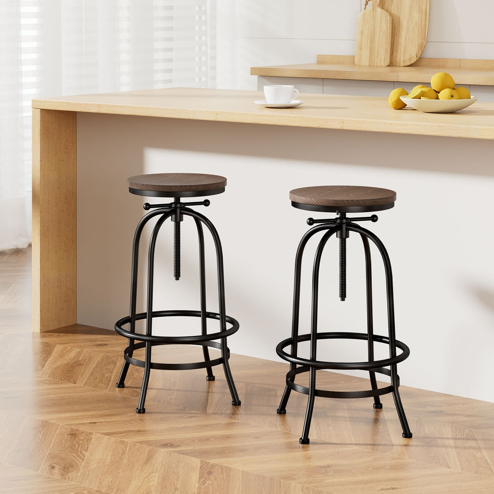Frankie (Set of 2) Industrial Bar Stools - Black - Homecoze