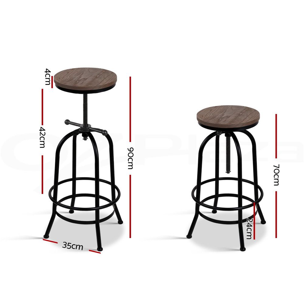 Frankie (Set of 3) Industrial Bar Stools - Black & Wood