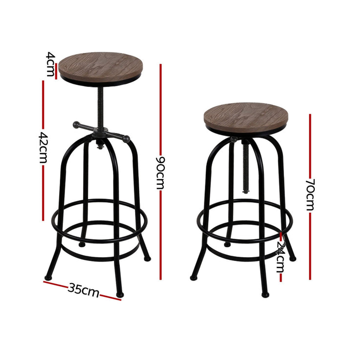 Frankie (Set of 3) Industrial Bar Stools - Black - Homecoze