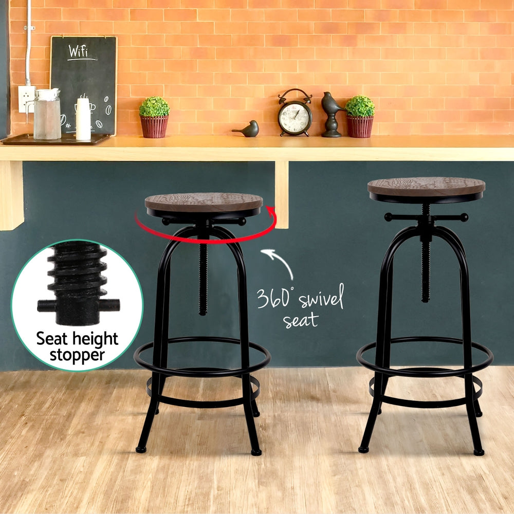 Frankie (Set of 4) Industrial Bar Stools - Black - Homecoze