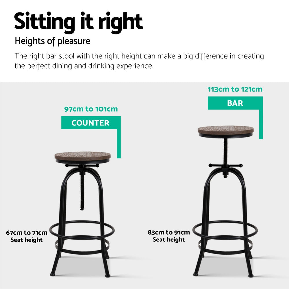 Frankie (Set of 3) Industrial Bar Stools - Black - Homecoze