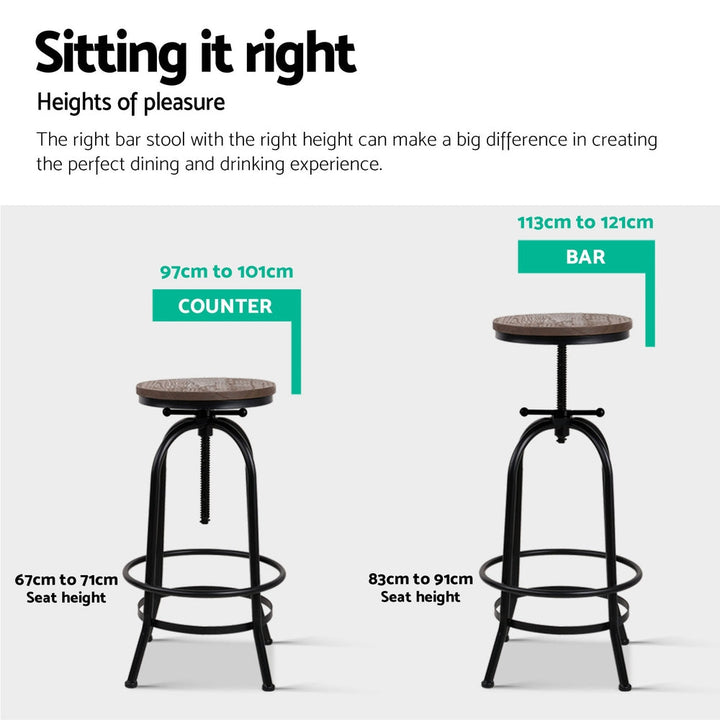 Frankie (Set of 3) Industrial Bar Stools - Black - Homecoze