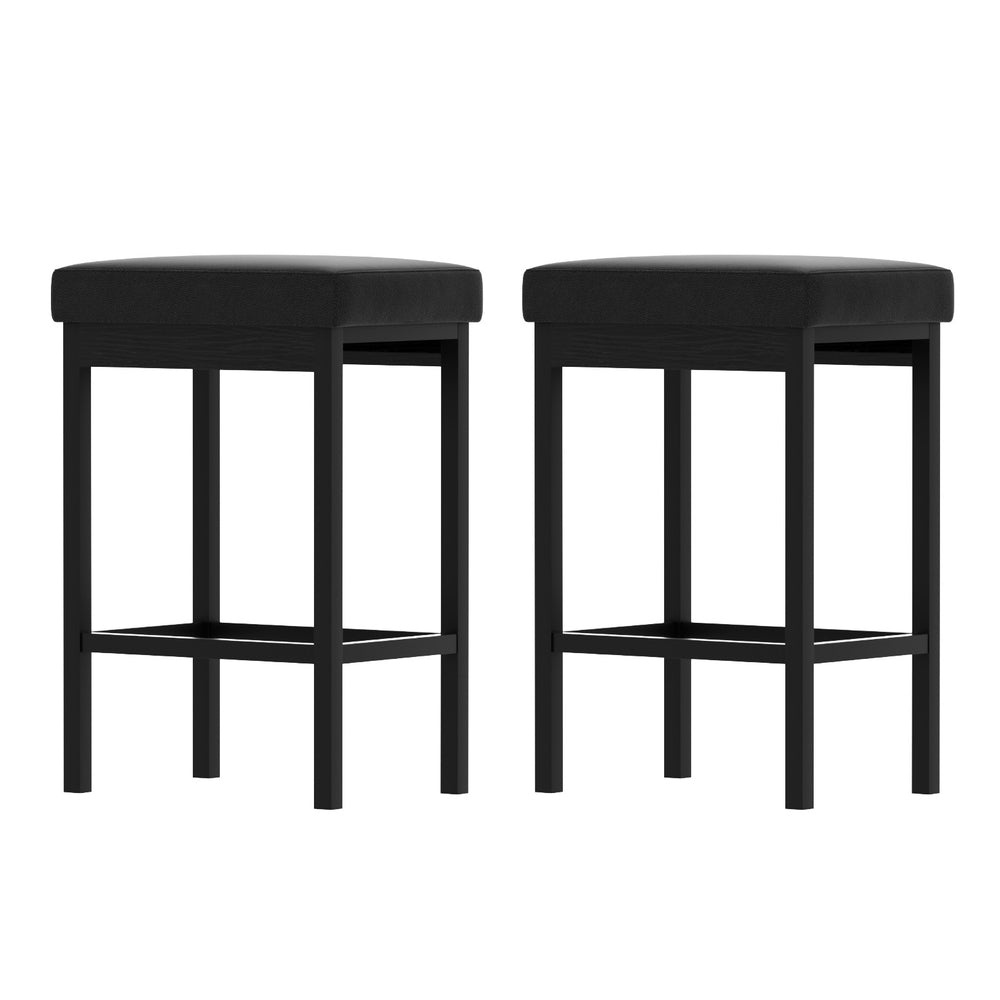 2x Artiss Metal Bar Stools PU Seat Dining Counter Chairs - Homecoze