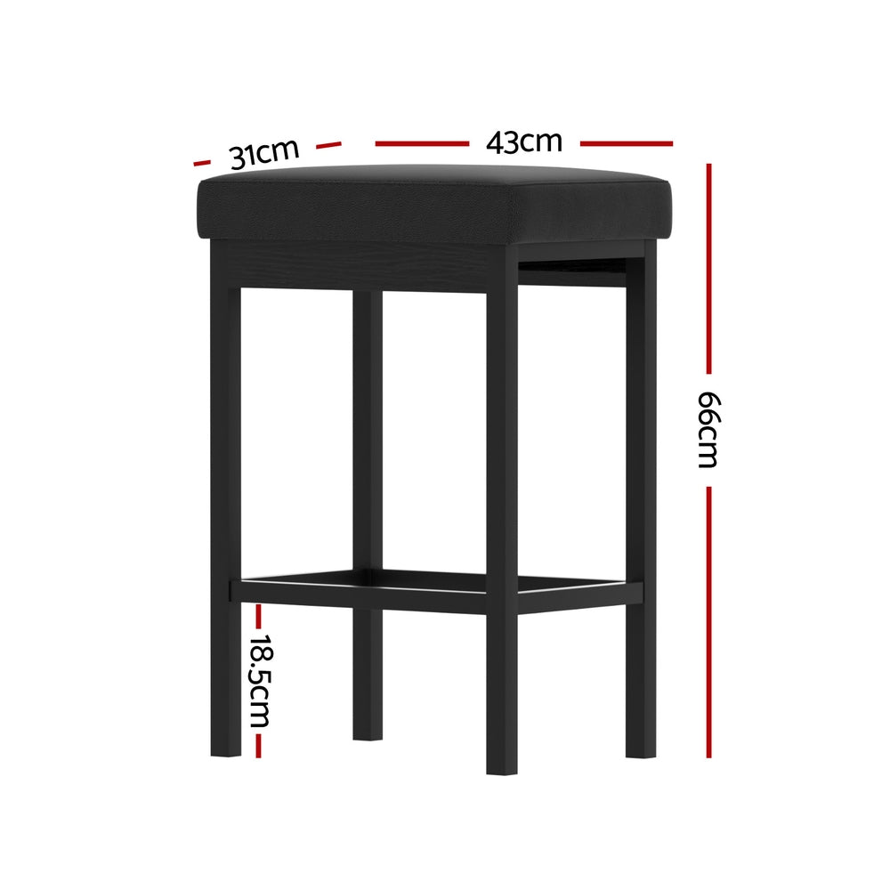 2x Artiss Metal Bar Stools PU Seat Dining Counter Chairs - Homecoze