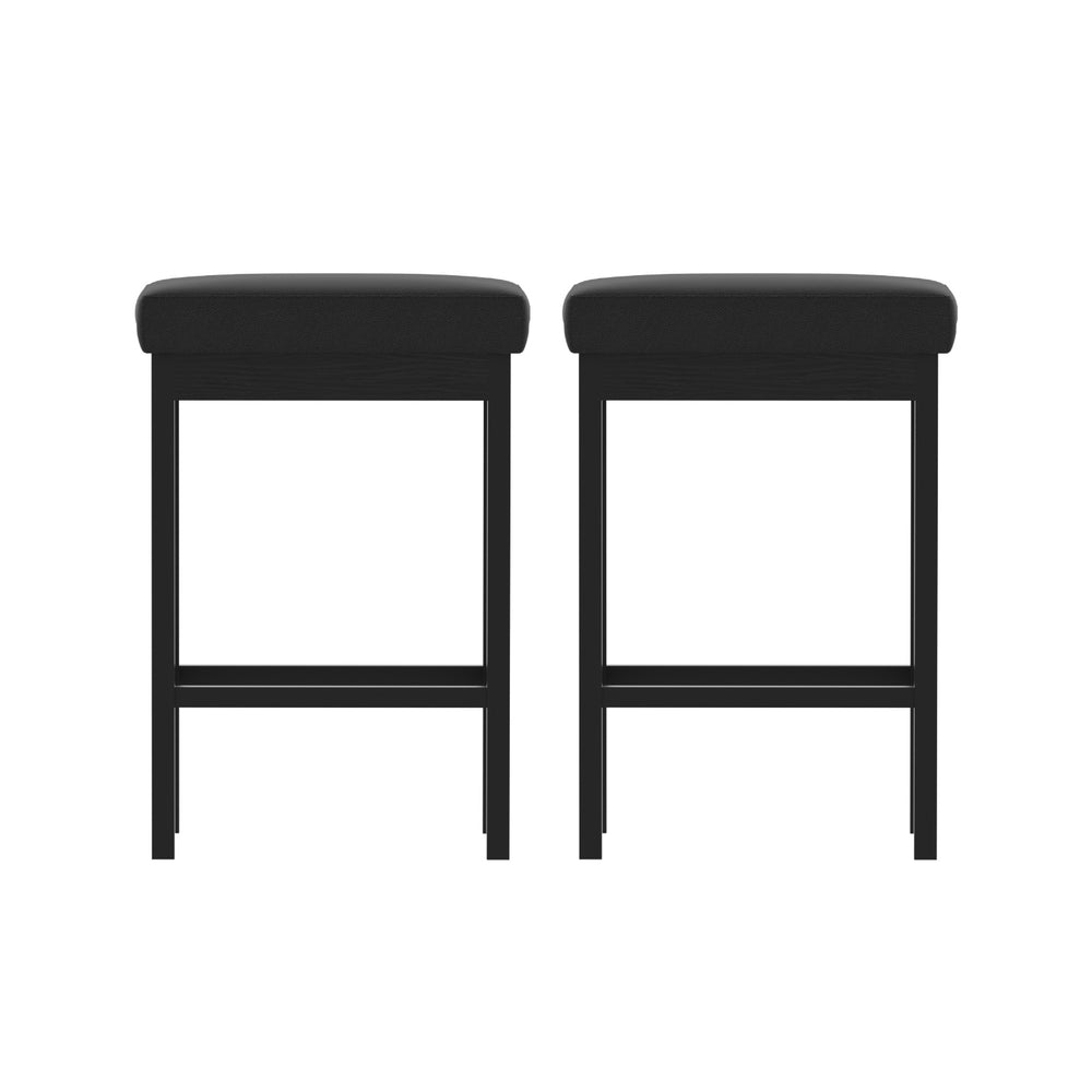 2x Artiss Metal Bar Stools PU Seat Dining Counter Chairs - Homecoze