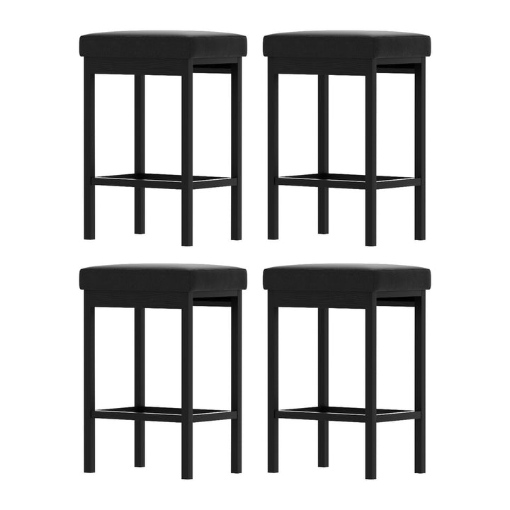 A Set of 4 Artiss Metal Bar Stools PU Seat Dining Counter Chairs - Homecoze