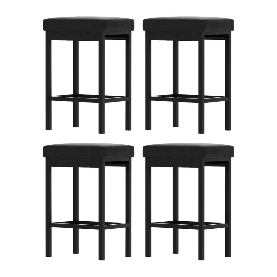 A Set of 4 Artiss Metal Bar Stools PU Seat Dining Counter Chairs - Homecoze