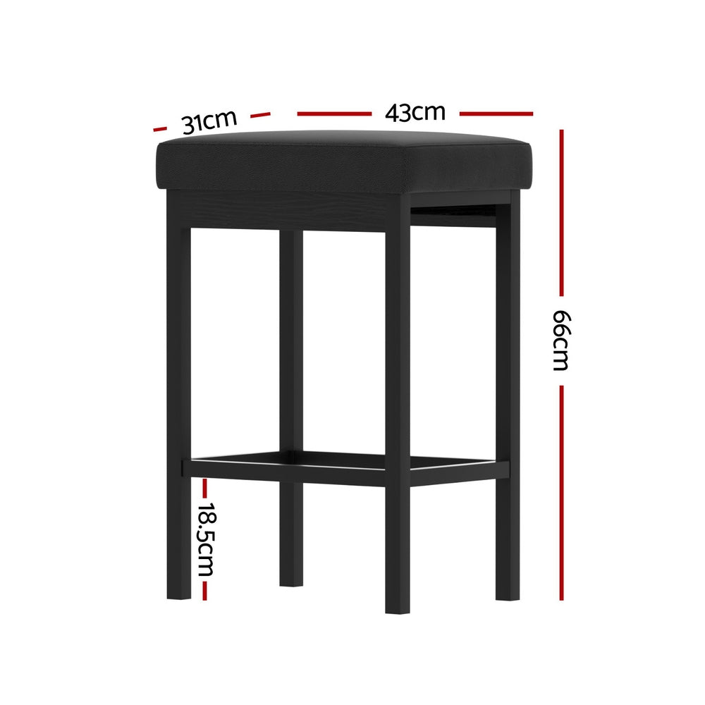 A Set of 4 Artiss Metal Bar Stools PU Seat Dining Counter Chairs - Homecoze