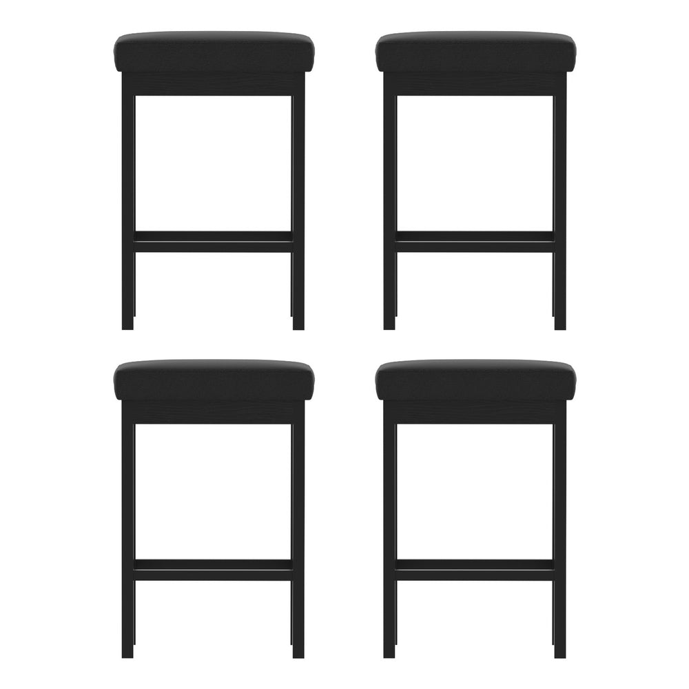 A Set of 4 Artiss Metal Bar Stools PU Seat Dining Counter Chairs - Homecoze