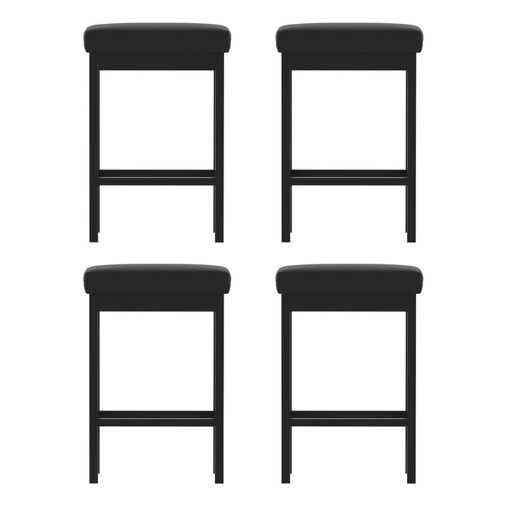 A Set of 4 Artiss Metal Bar Stools PU Seat Dining Counter Chairs - Homecoze