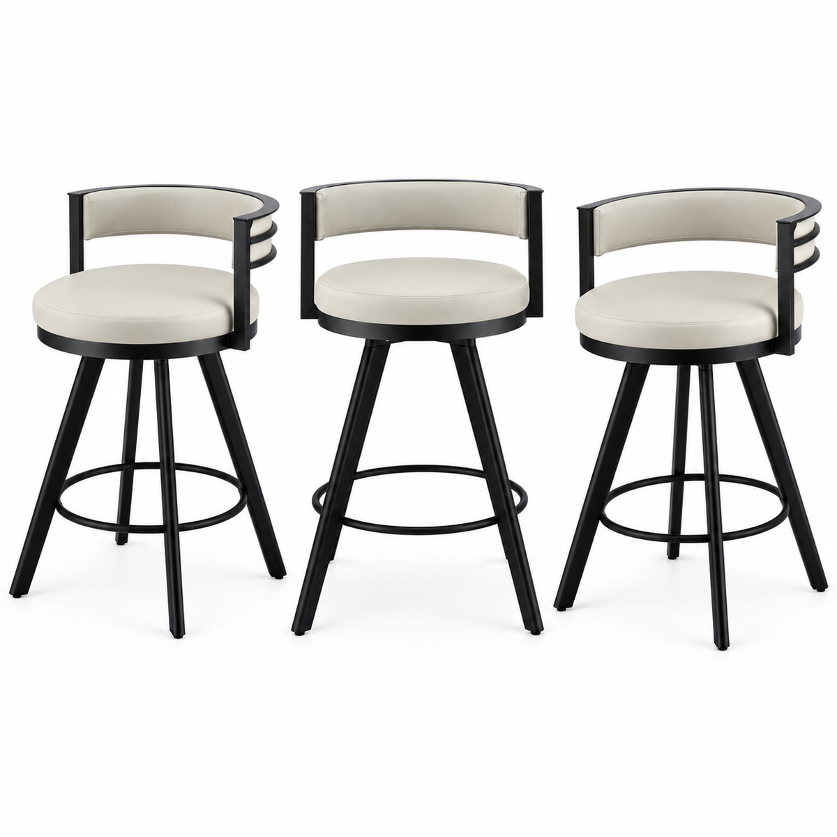 Tove (Set of 3) Swivel Bar Stools 68cm – Beige