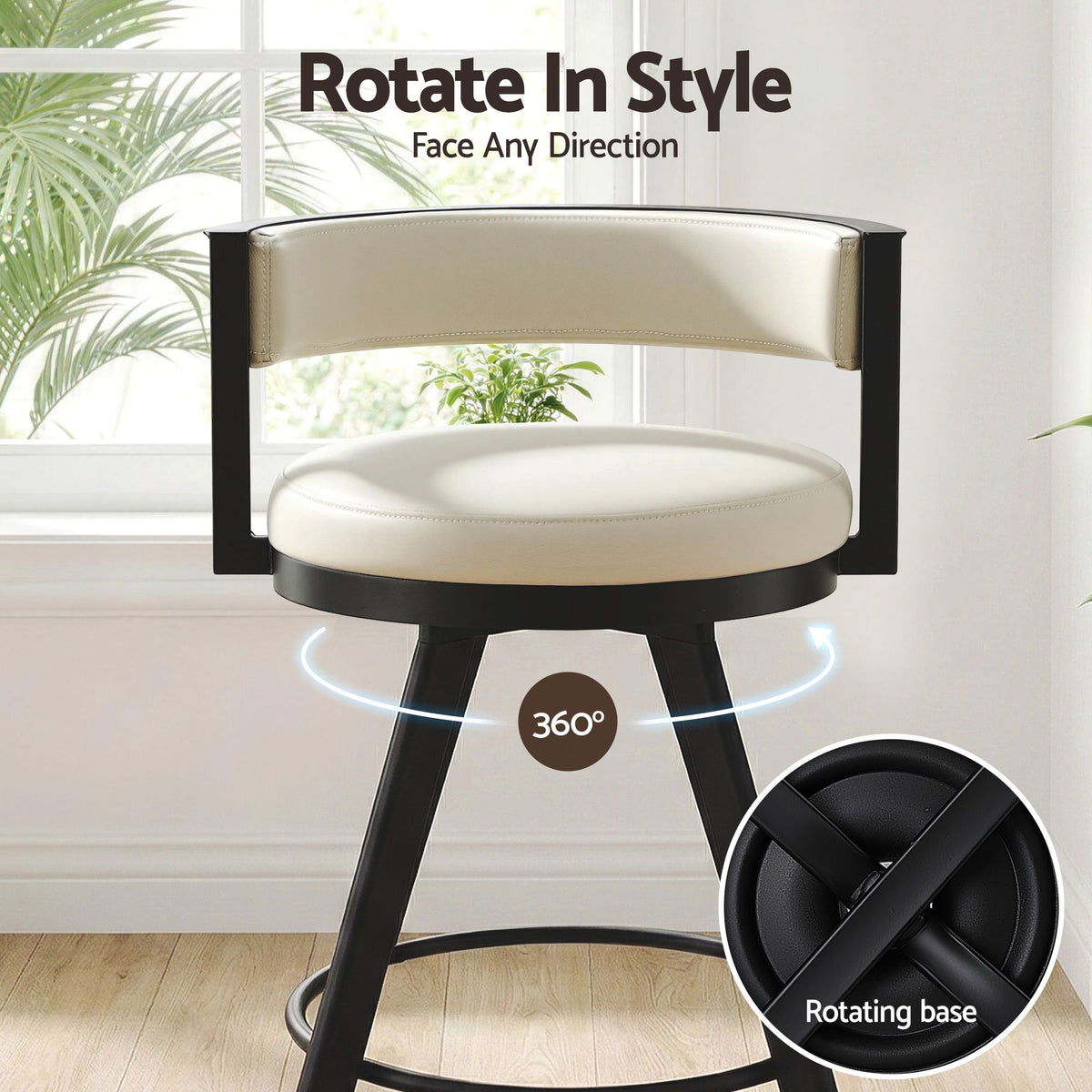 Tove (Set of 3) Swivel Bar Stools 68cm – Beige