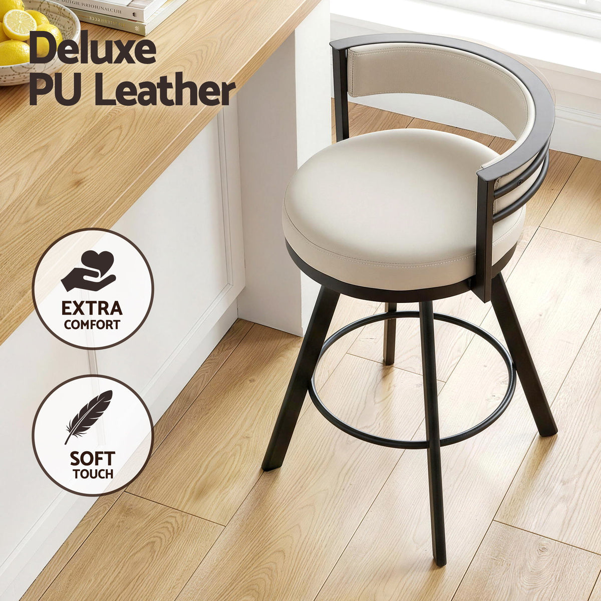 Tove (Set of 4) Swivel Bar Stools – Beige