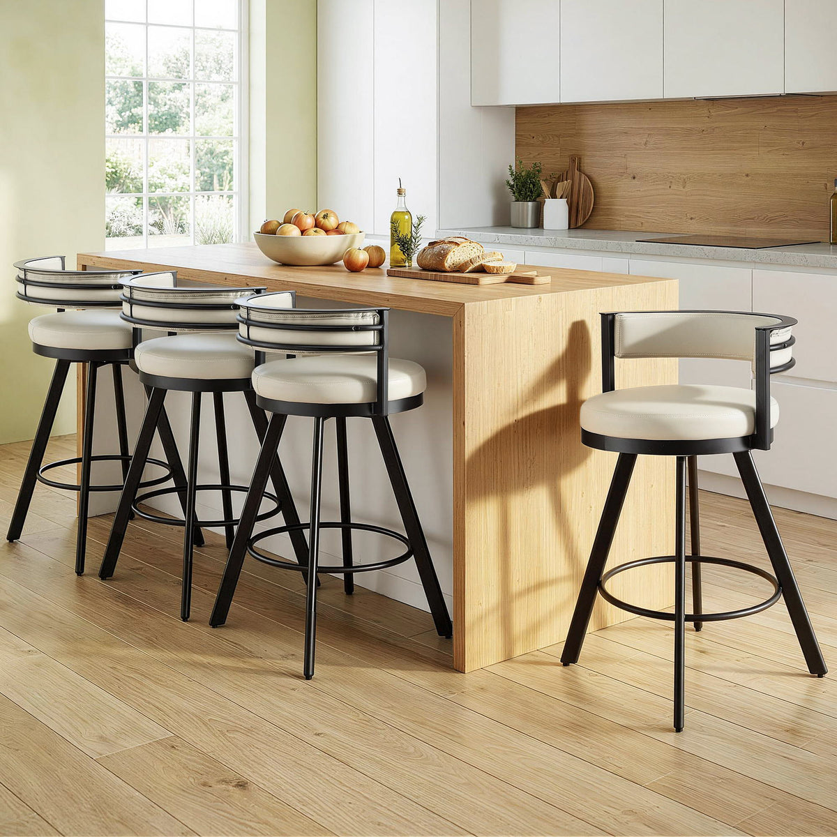 Tove (Set of 4) Swivel Bar Stools – Beige