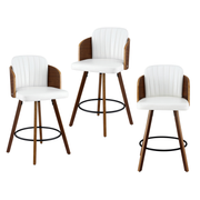 Grace (Set of 3) PU Leather Bar Stools 58cm - White
