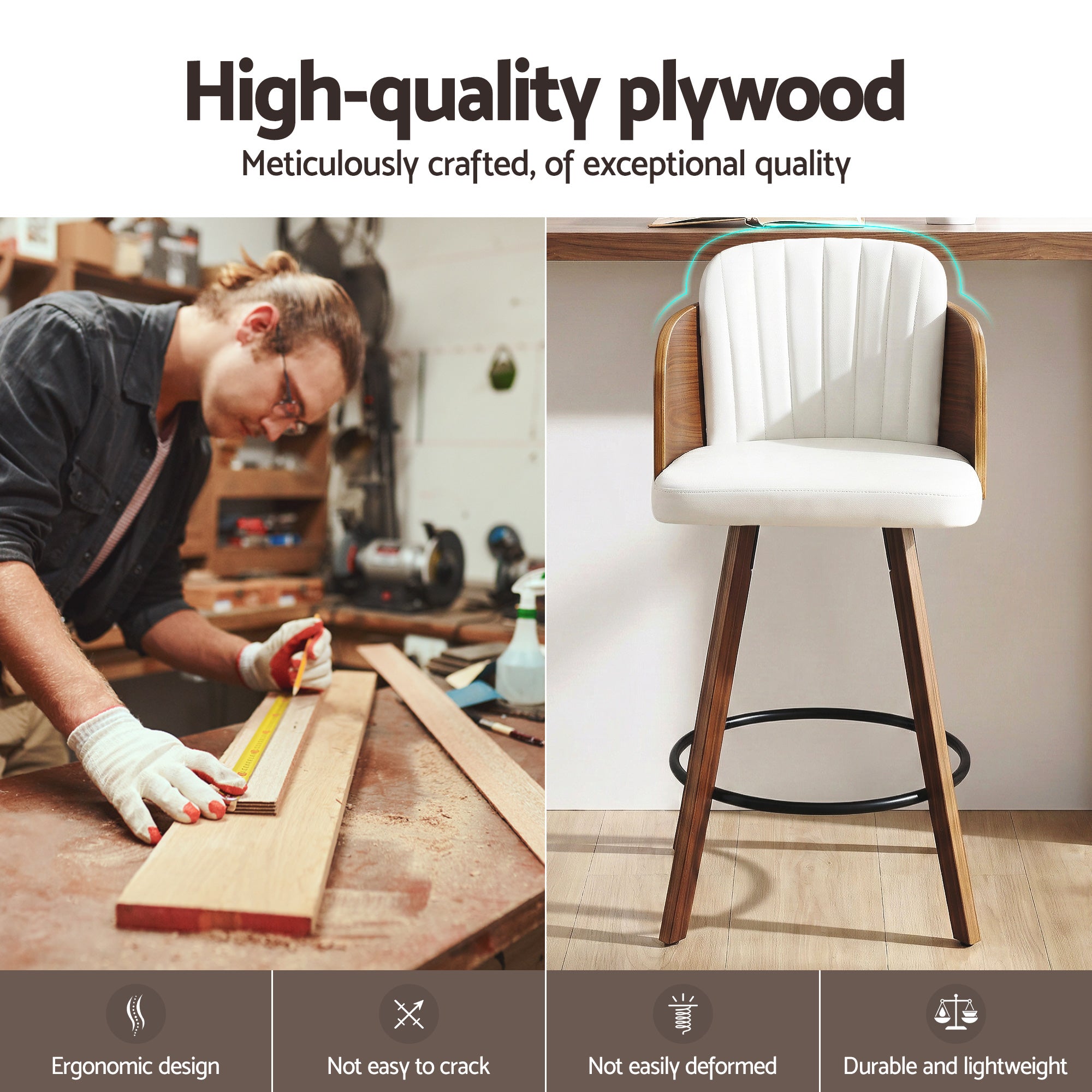 Artiss Wooden Bar Stools Swivel Kitchen Counter Stool Chair 58cm Seat Height - Homecoze