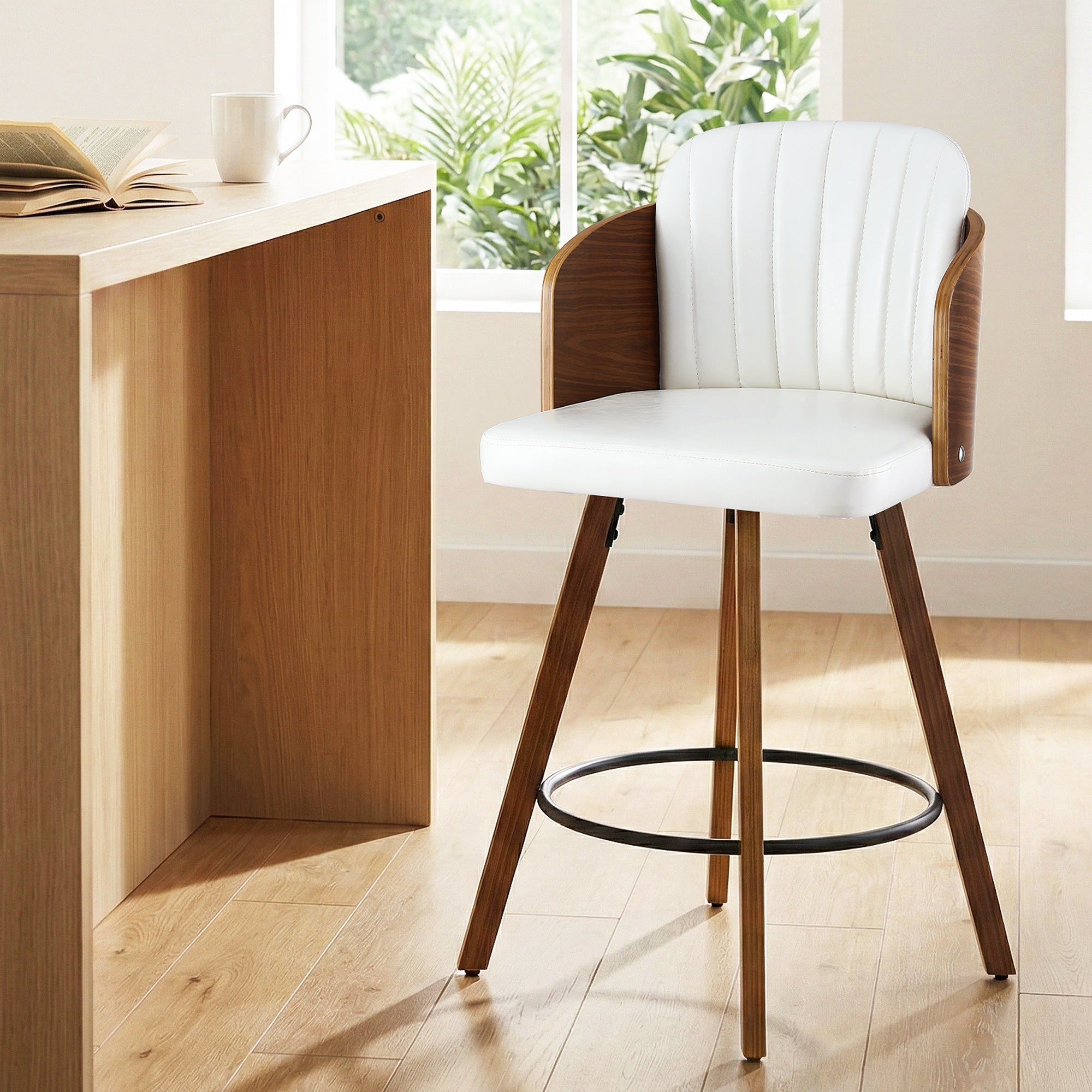 Artiss Wooden Bar Stools Swivel Kitchen Counter Stool Chair 58cm Seat Height - Homecoze