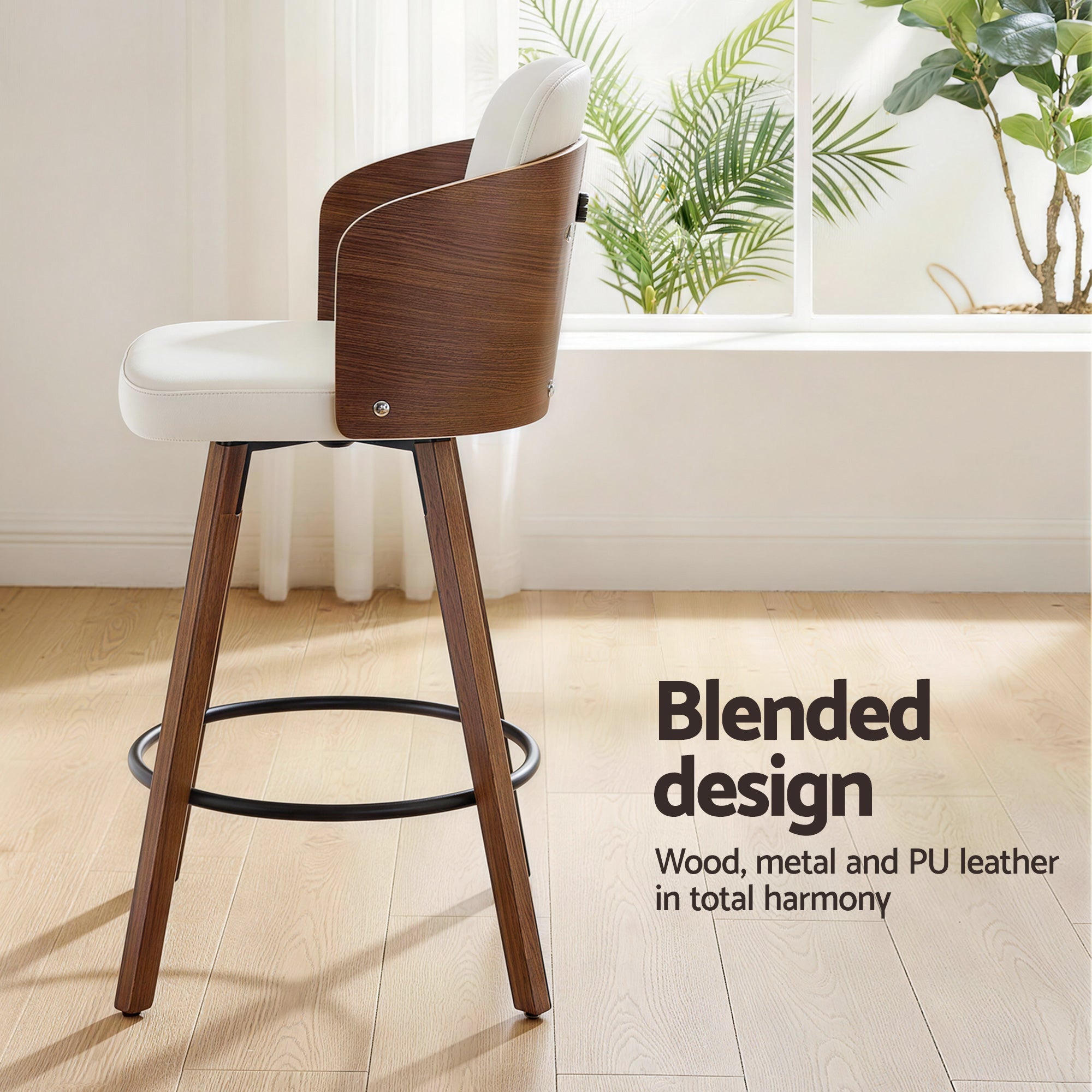 Artiss Wooden Bar Stools Swivel Kitchen Counter Stool Chair 58cm Seat Height - Homecoze