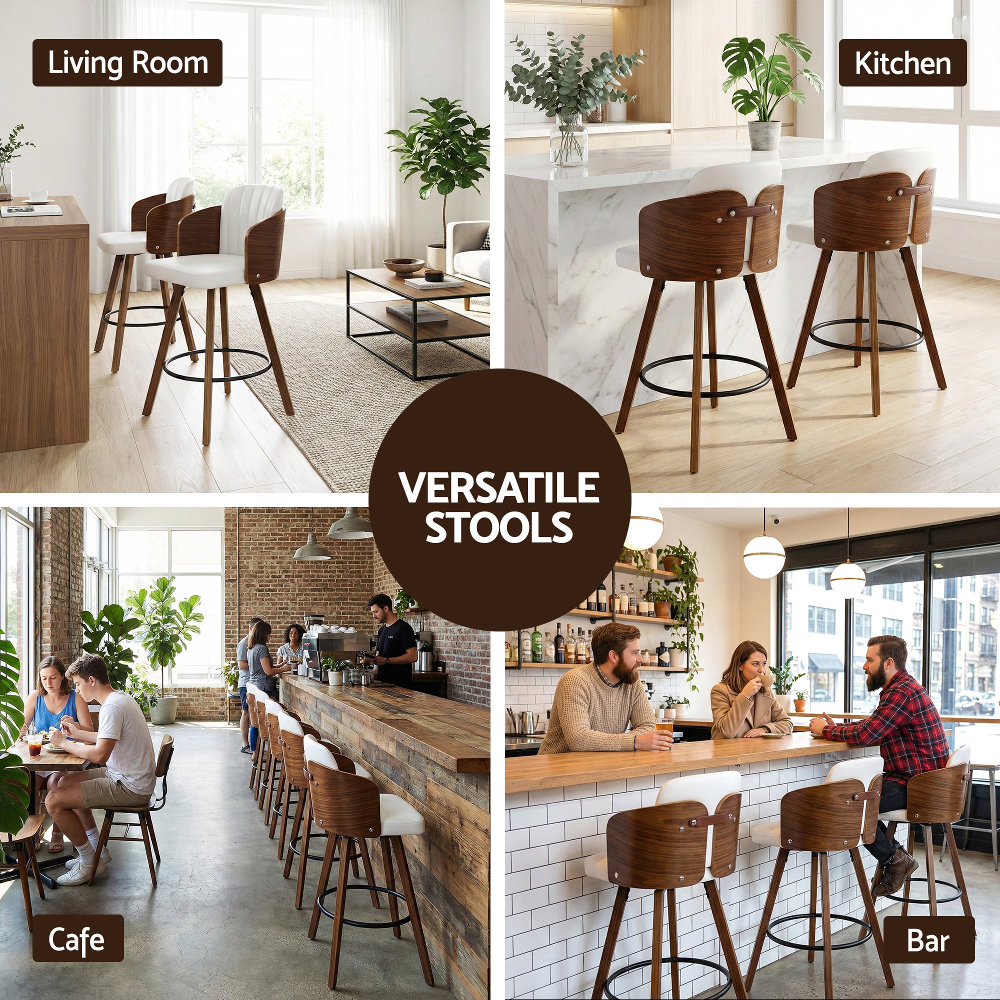 Artiss Wooden Bar Stools Swivel Kitchen Counter Stool Chair 58cm Seat Height - Homecoze