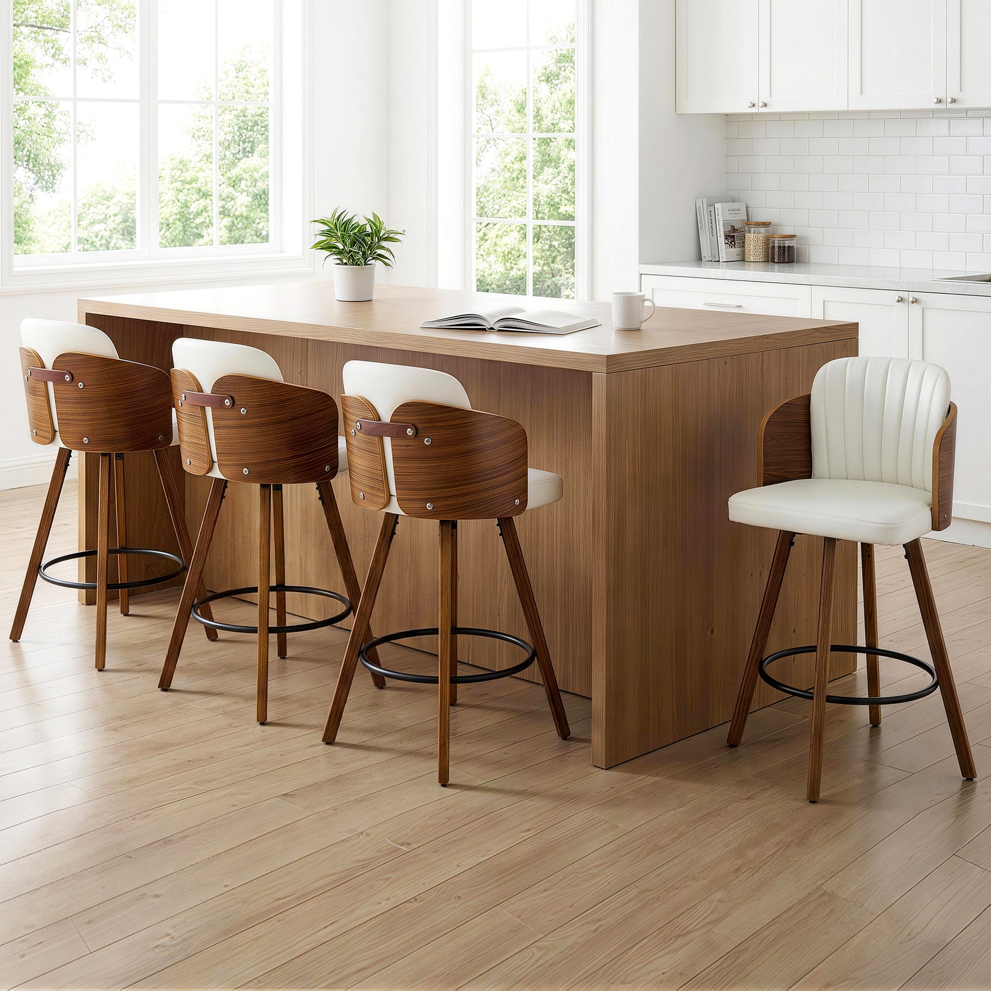 Artiss Wooden Bar Stools Swivel Kitchen Counter Stool Chair 58cm Seat Height - Homecoze