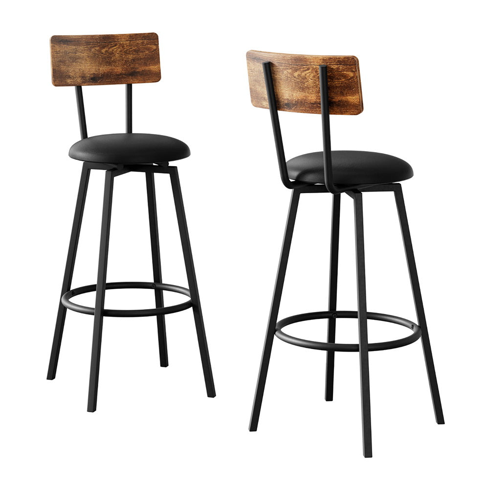 Grayson (Set of 2) Rustic Bar Stools - Black - Homecoze