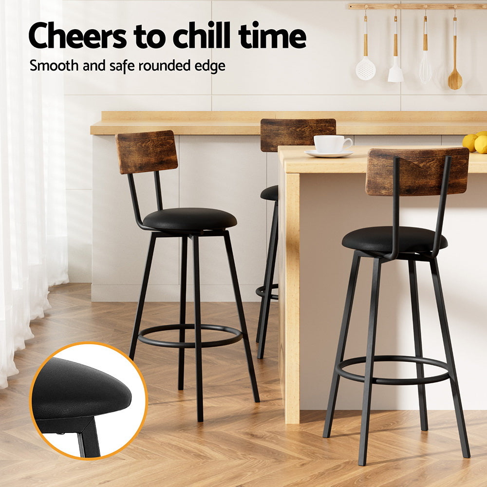Grayson (Set of 2) Rustic Bar Stools - Black - Homecoze