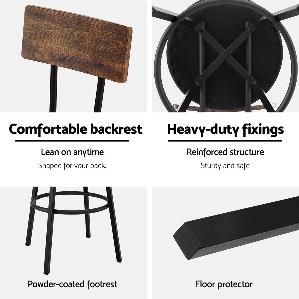 Grayson (Set of 2) Rustic Bar Stools - Black - Homecoze