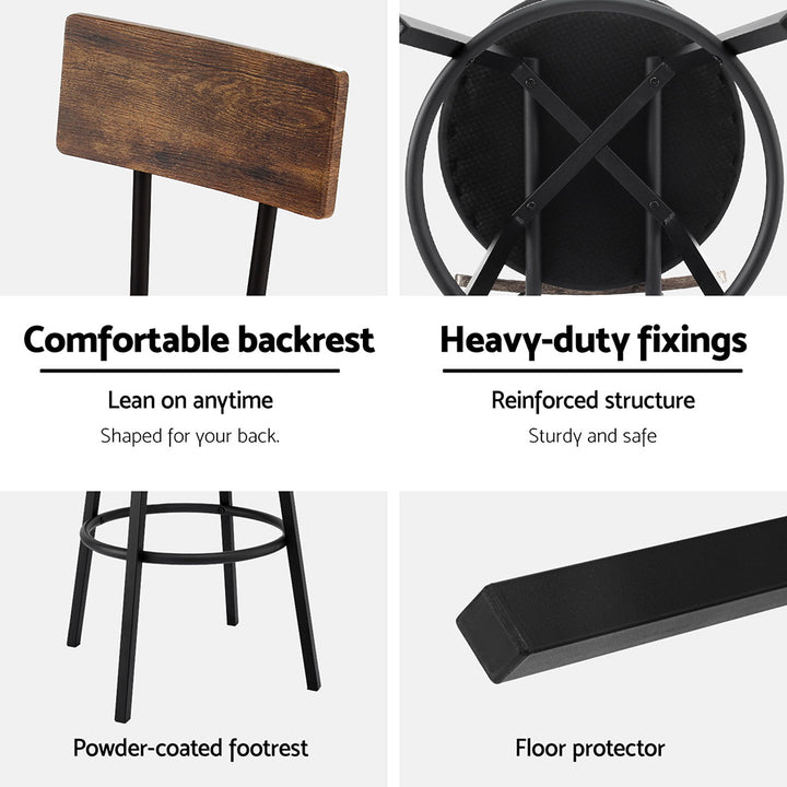 Grayson (Set of 2) Rustic Bar Stools - Black - Homecoze