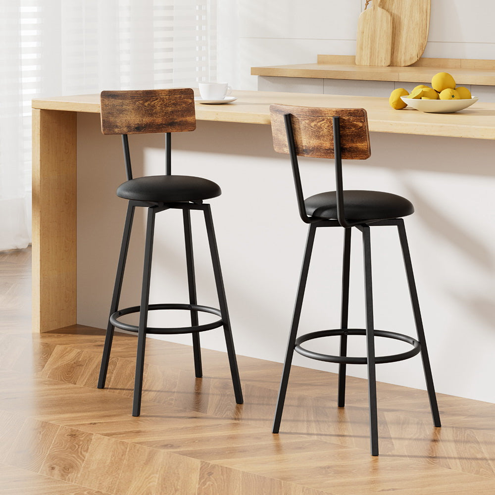 Grayson (Set of 2) Rustic Bar Stools - Black - Homecoze
