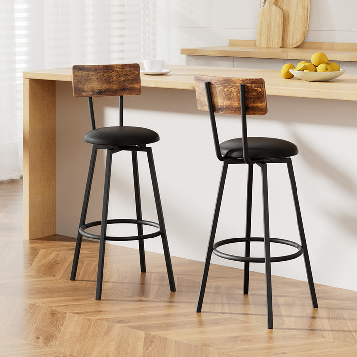 Grayson (Set of 2) Rustic Bar Stools - Black - Homecoze