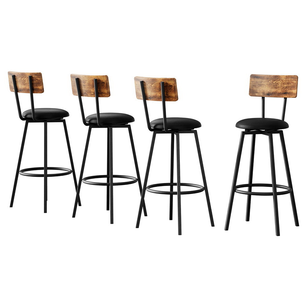 Grayson (Set of 4) Rustic Bar Stools - Black - Homecoze
