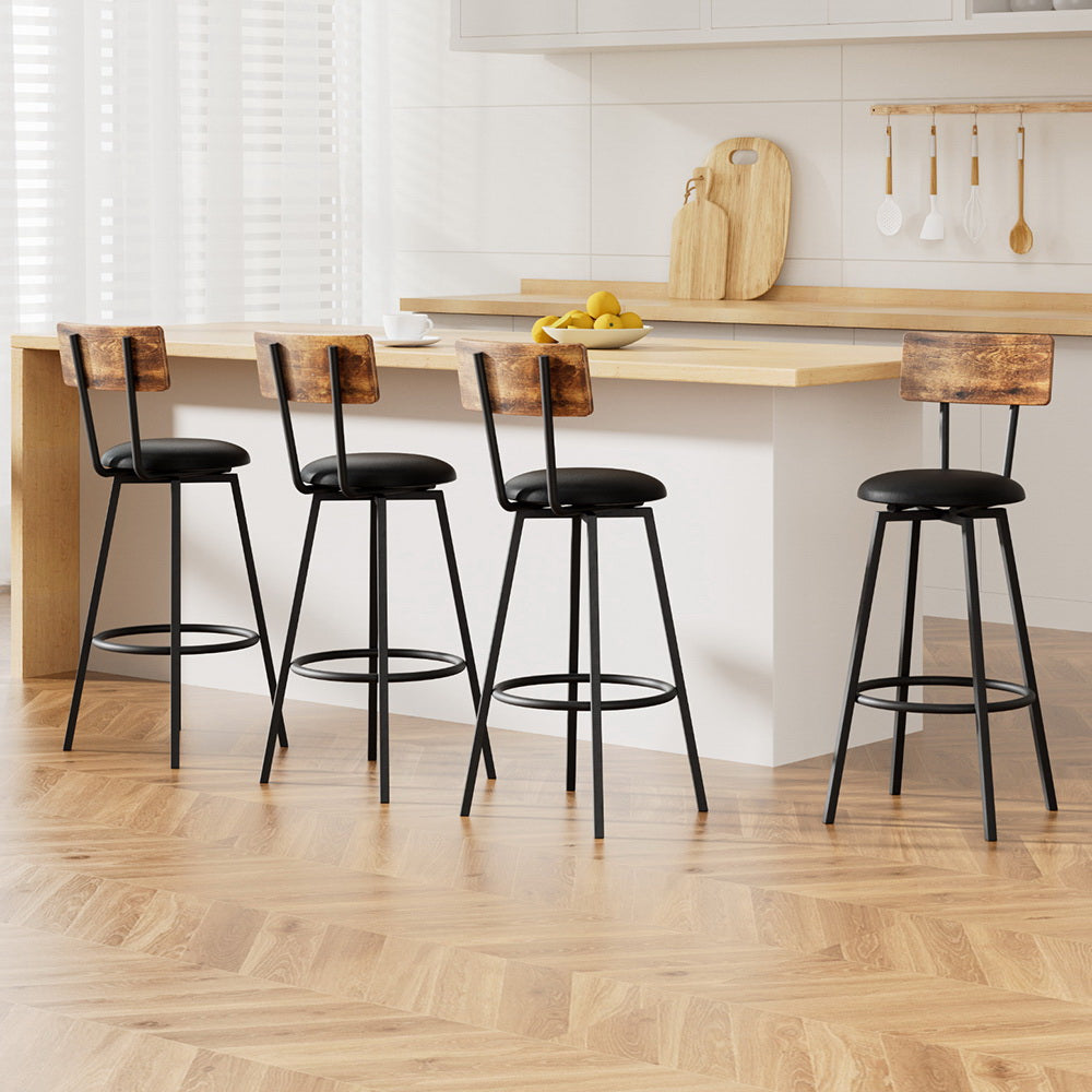 Grayson (Set of 4) Rustic Bar Stools - Black - Homecoze