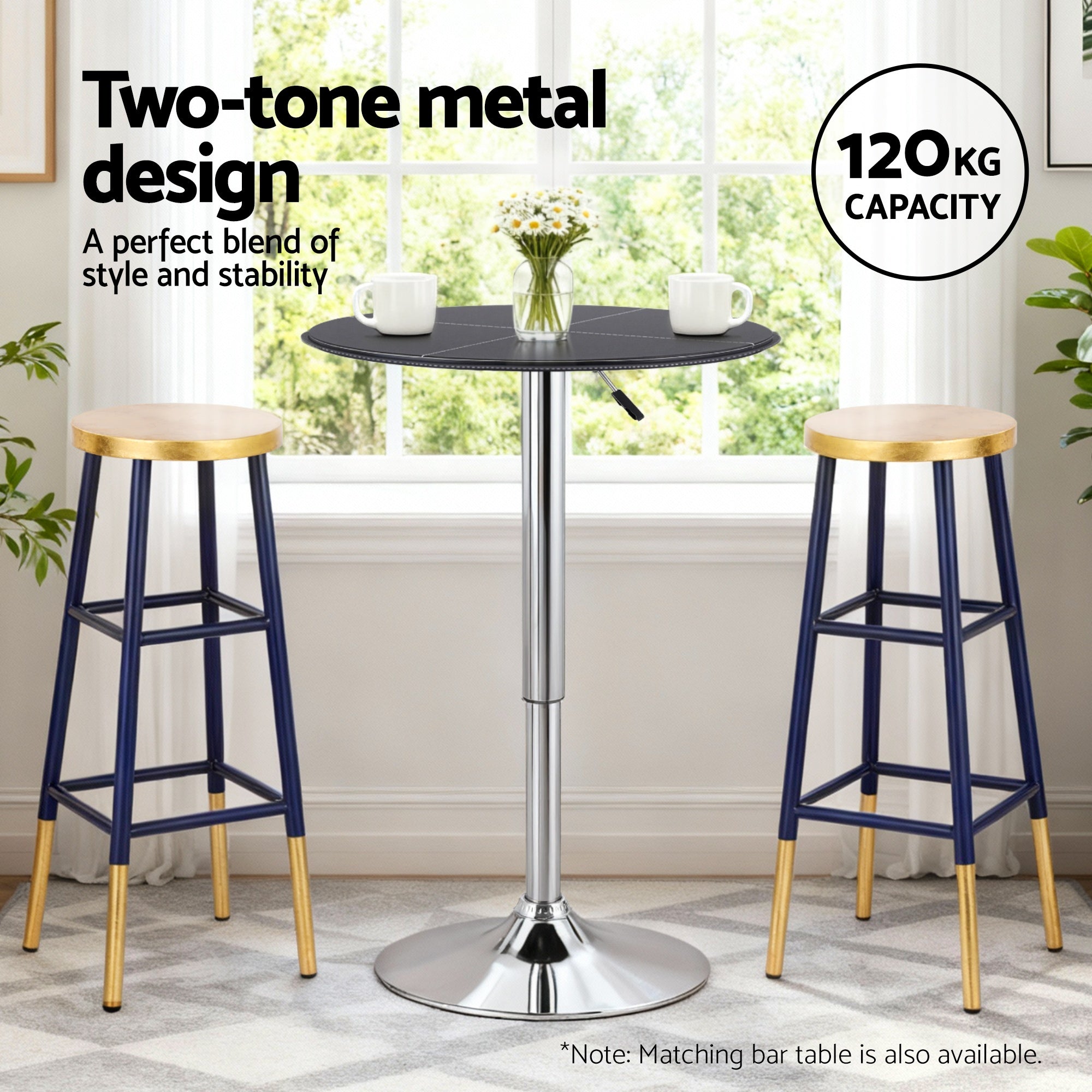 Artiss Bar Stools Metal Gold Navy - Homecoze